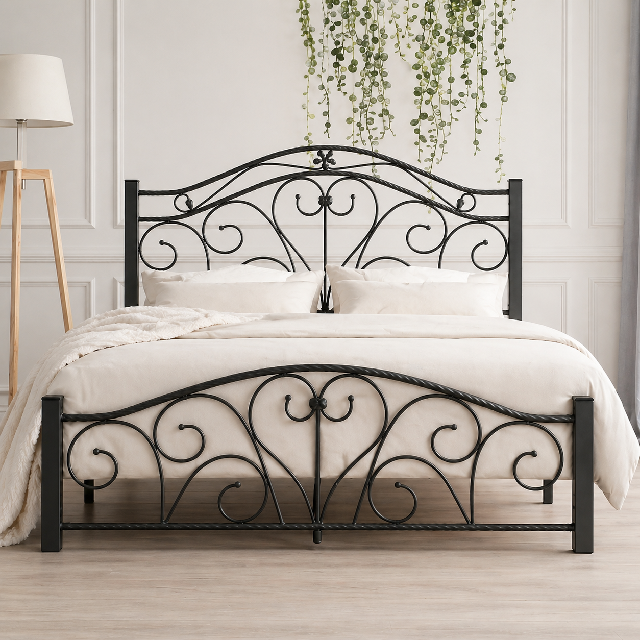 Astra Queen Bed Frame (White/Texture Black)