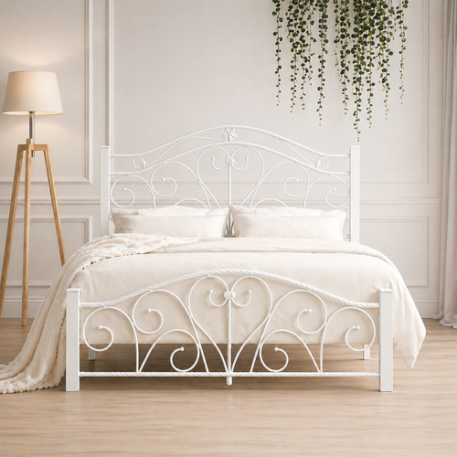 Astra Queen Bed Frame (White/Texture Black)