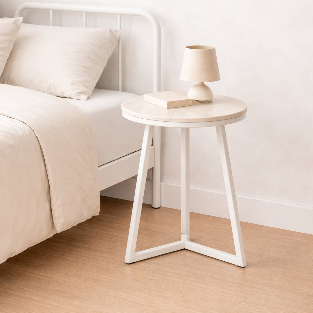 Luna Side Table (Solid Wood/Marble Laminate)