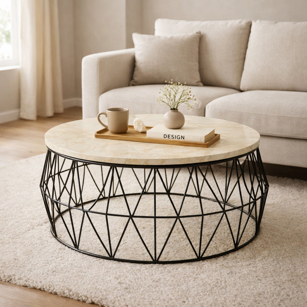 Nexus Wire Coffee Table | Round Modern Wire Base Table