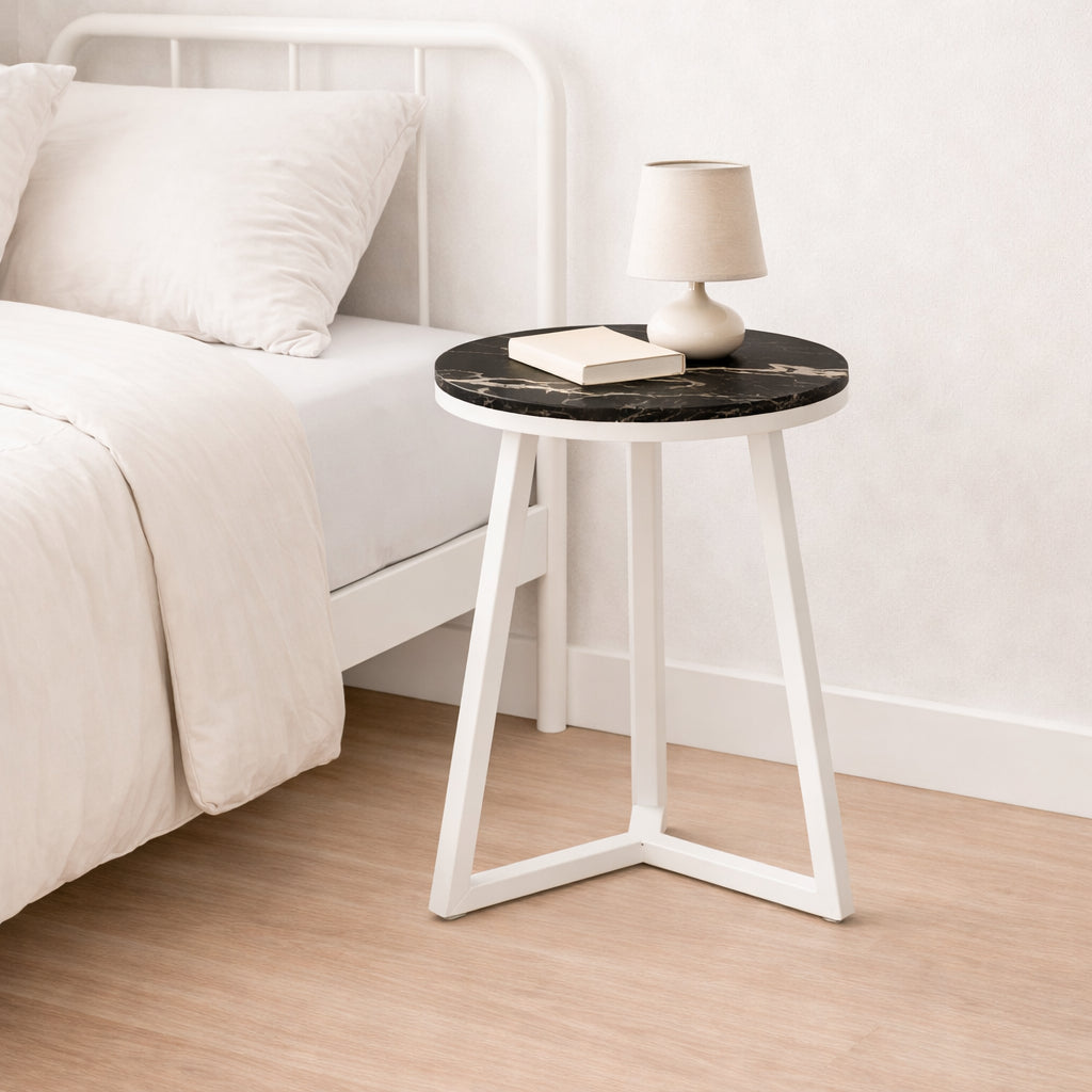 Luna Side Table (Solid Wood/Marble Laminate)