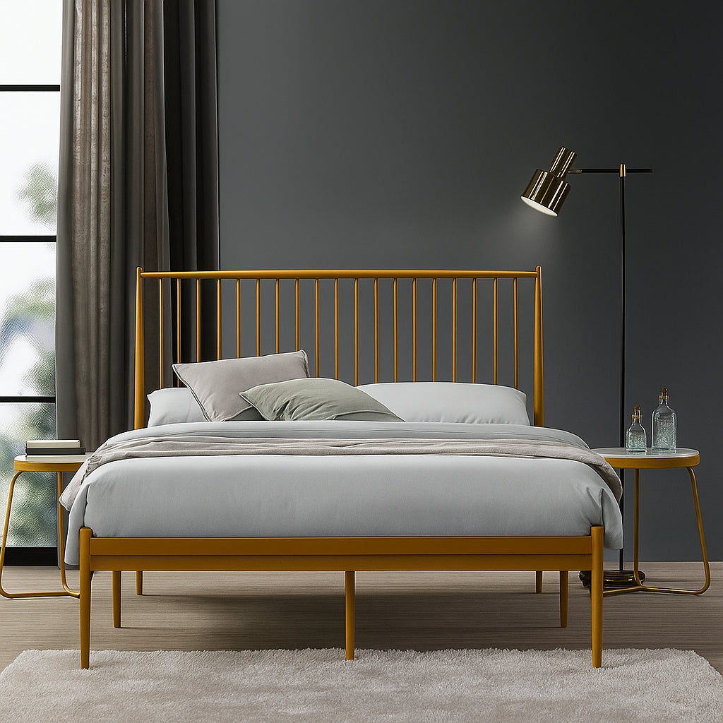 Vera Metal Queen Bed Frame (Gold)