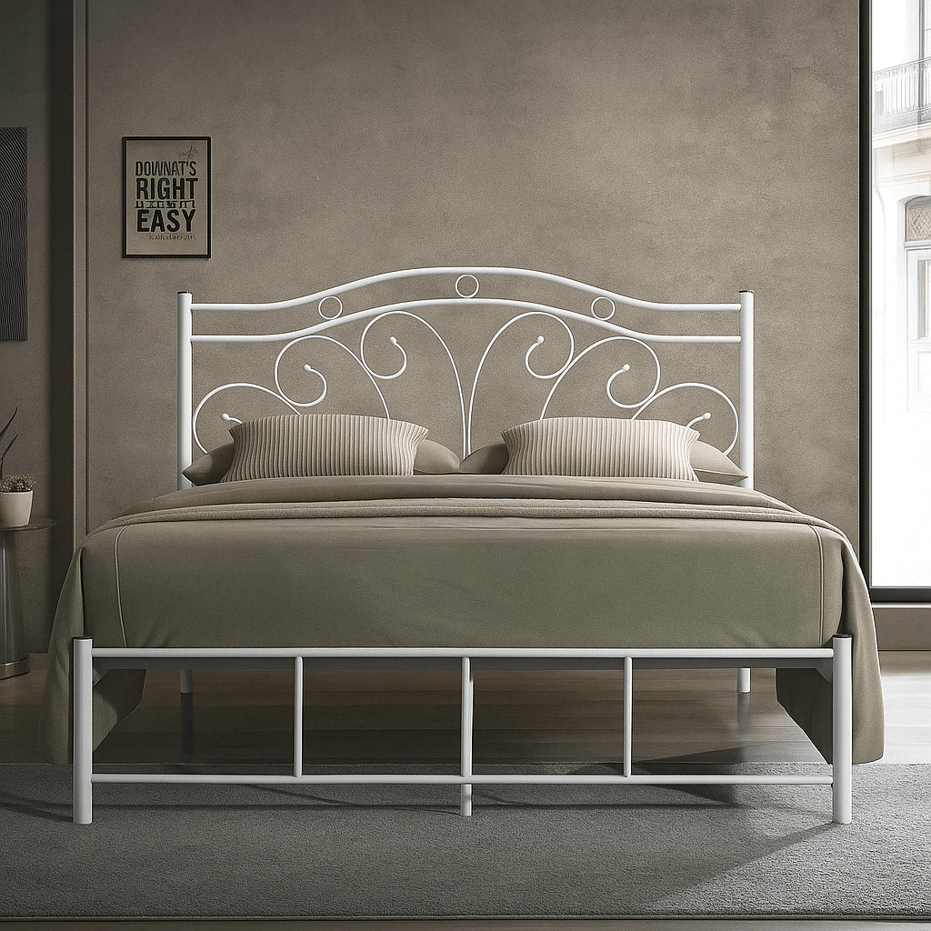 Luna Vine Queen Bed Frame (White)
