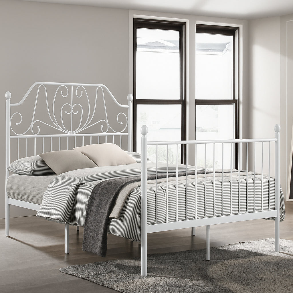 Amara Metal Bed Frame (White) | Queen & King