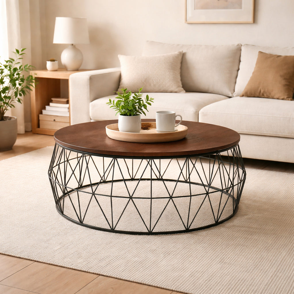 Nexus Wire Coffee Table | Round Modern Wire Base Table