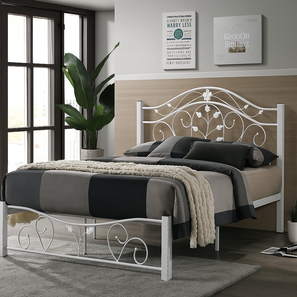 Liva Bed Frame- Queen/King (White/Texture Black)