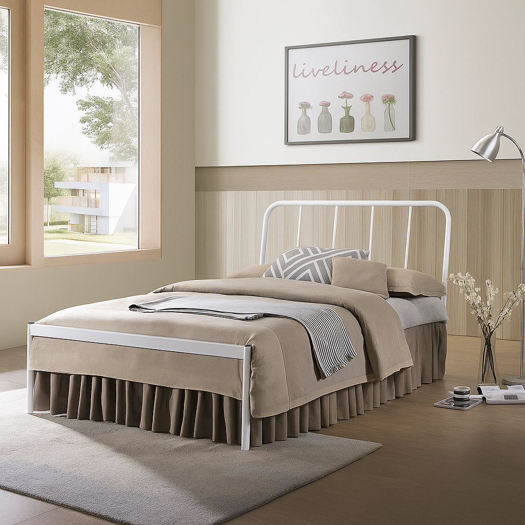 Mita Metal King Bed Frame (White)