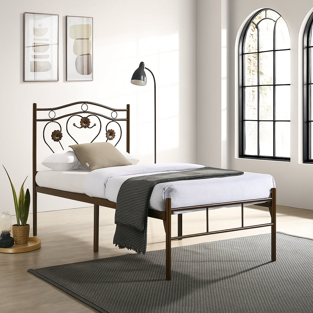 Bloom Rose Metal Bed Frame (Copper)