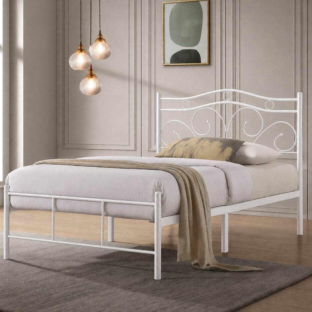 Luna Vine Queen Bed Frame (White)